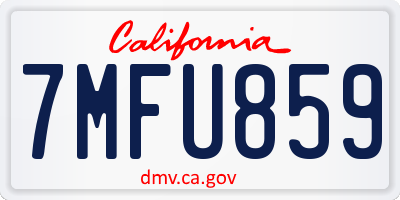 CA license plate 7MFU859