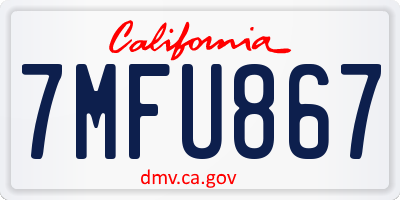 CA license plate 7MFU867