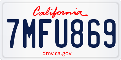CA license plate 7MFU869