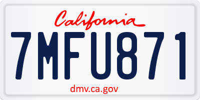 CA license plate 7MFU871