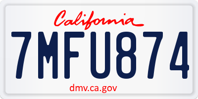 CA license plate 7MFU874