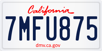 CA license plate 7MFU875