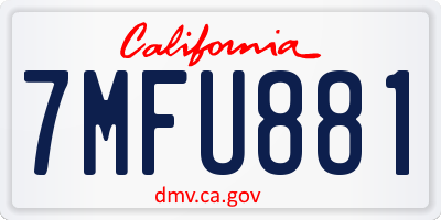 CA license plate 7MFU881