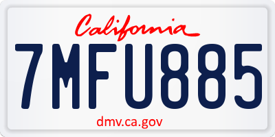 CA license plate 7MFU885
