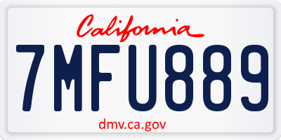 CA license plate 7MFU889