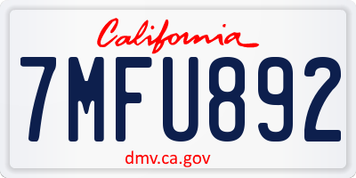 CA license plate 7MFU892