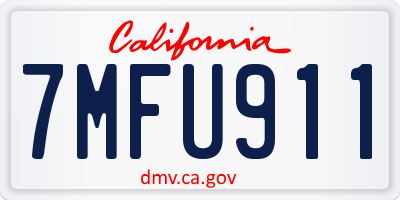 CA license plate 7MFU911