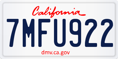 CA license plate 7MFU922