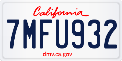 CA license plate 7MFU932