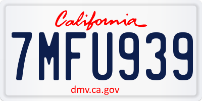 CA license plate 7MFU939