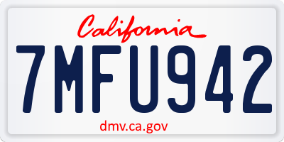 CA license plate 7MFU942