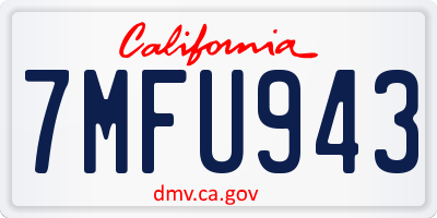 CA license plate 7MFU943
