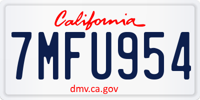 CA license plate 7MFU954