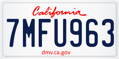 CA license plate 7MFU963