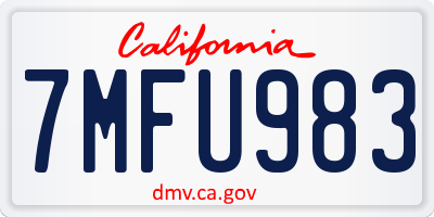 CA license plate 7MFU983
