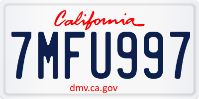 CA license plate 7MFU997