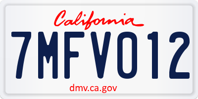 CA license plate 7MFV012