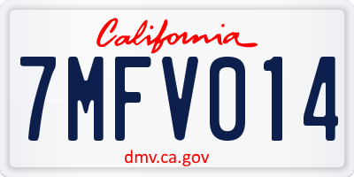 CA license plate 7MFV014