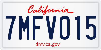 CA license plate 7MFV015