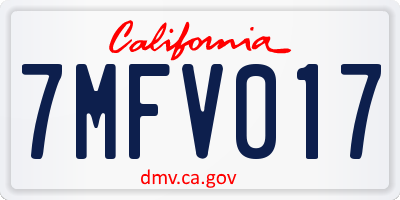 CA license plate 7MFV017