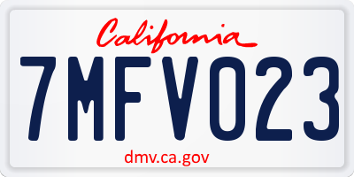 CA license plate 7MFV023