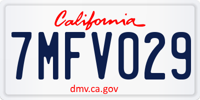 CA license plate 7MFV029
