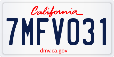 CA license plate 7MFV031