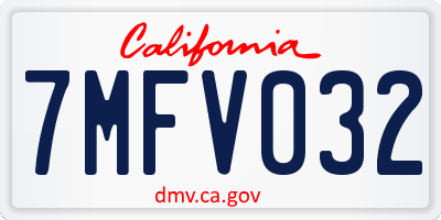 CA license plate 7MFV032