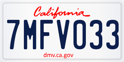CA license plate 7MFV033