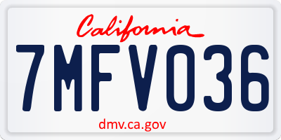 CA license plate 7MFV036