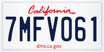 CA license plate 7MFV061