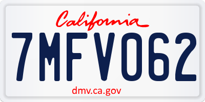 CA license plate 7MFV062