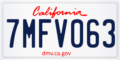 CA license plate 7MFV063