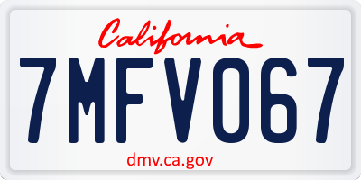 CA license plate 7MFV067