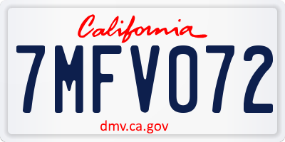 CA license plate 7MFV072
