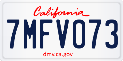 CA license plate 7MFV073