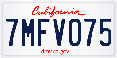 CA license plate 7MFV075