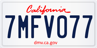 CA license plate 7MFV077