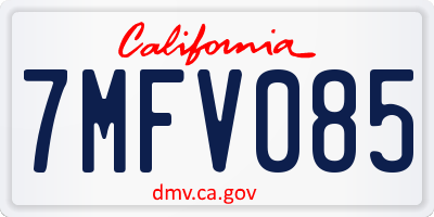 CA license plate 7MFV085