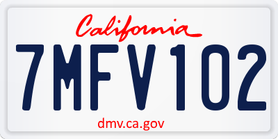 CA license plate 7MFV102