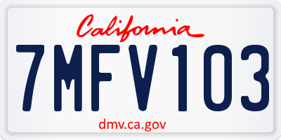 CA license plate 7MFV103