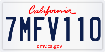 CA license plate 7MFV110