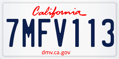 CA license plate 7MFV113