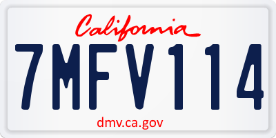 CA license plate 7MFV114