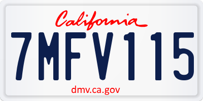CA license plate 7MFV115