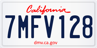CA license plate 7MFV128