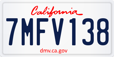 CA license plate 7MFV138