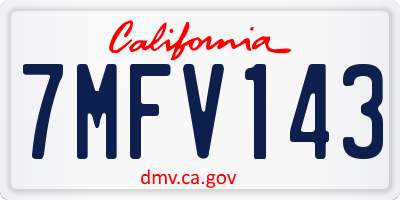 CA license plate 7MFV143