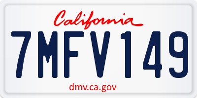 CA license plate 7MFV149