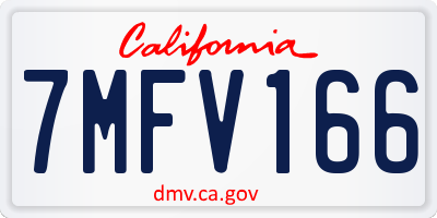 CA license plate 7MFV166
